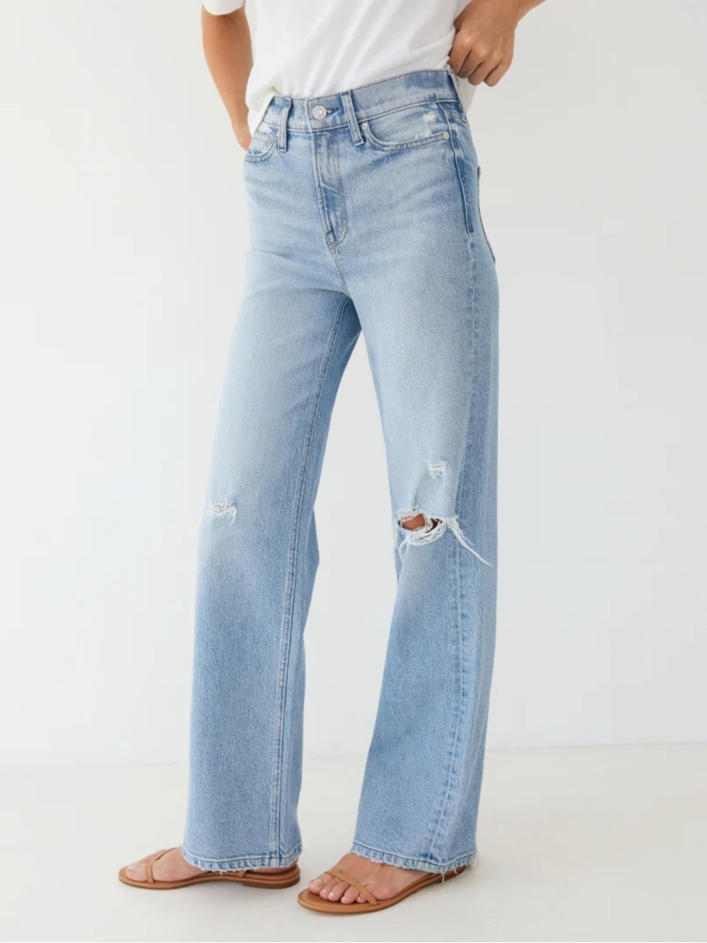 AYR The Secret Sauce Light Blue High-Rise Wide-Leg Distressed Women’s Jeans